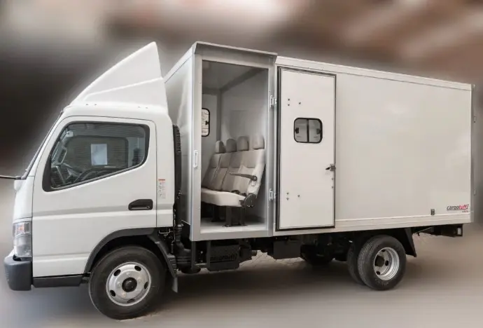 Fiberglass composite truck body by Cargotuff, offering lightweight durability and high thermal insulation for efficient cargo transportation