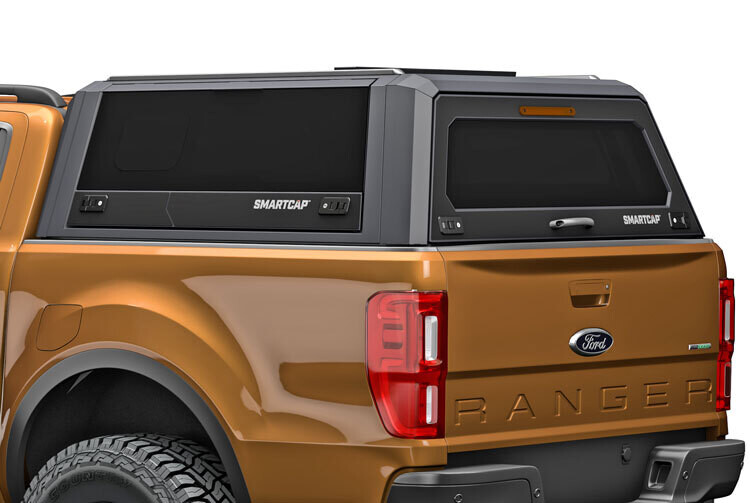 Smartcap EVO Sport 2012-2020 Ford Ranger Double Cab (Glass Gullwing Side Doors with 3 Position Vent Slider Window)