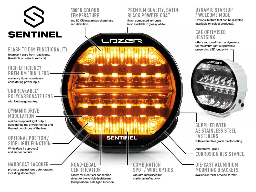 Lazer Sentinel 9'' Highline Lamp with Beacon 