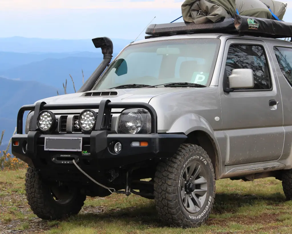 Ironman Airbag Compatible Bull Bar C/W In-Built Fog Lamps & Indicators To Suit Suzuki Jimny