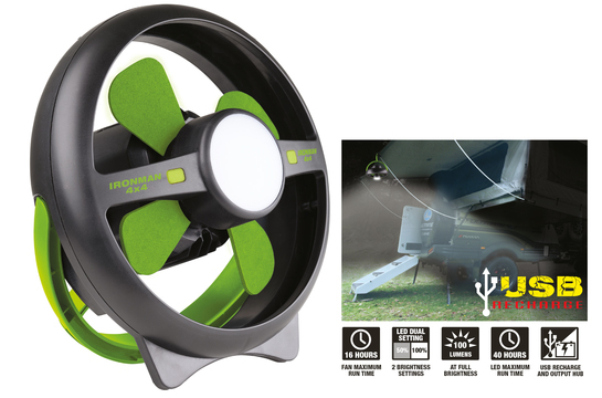 Ironman Rechargeable Tent Fan With LED