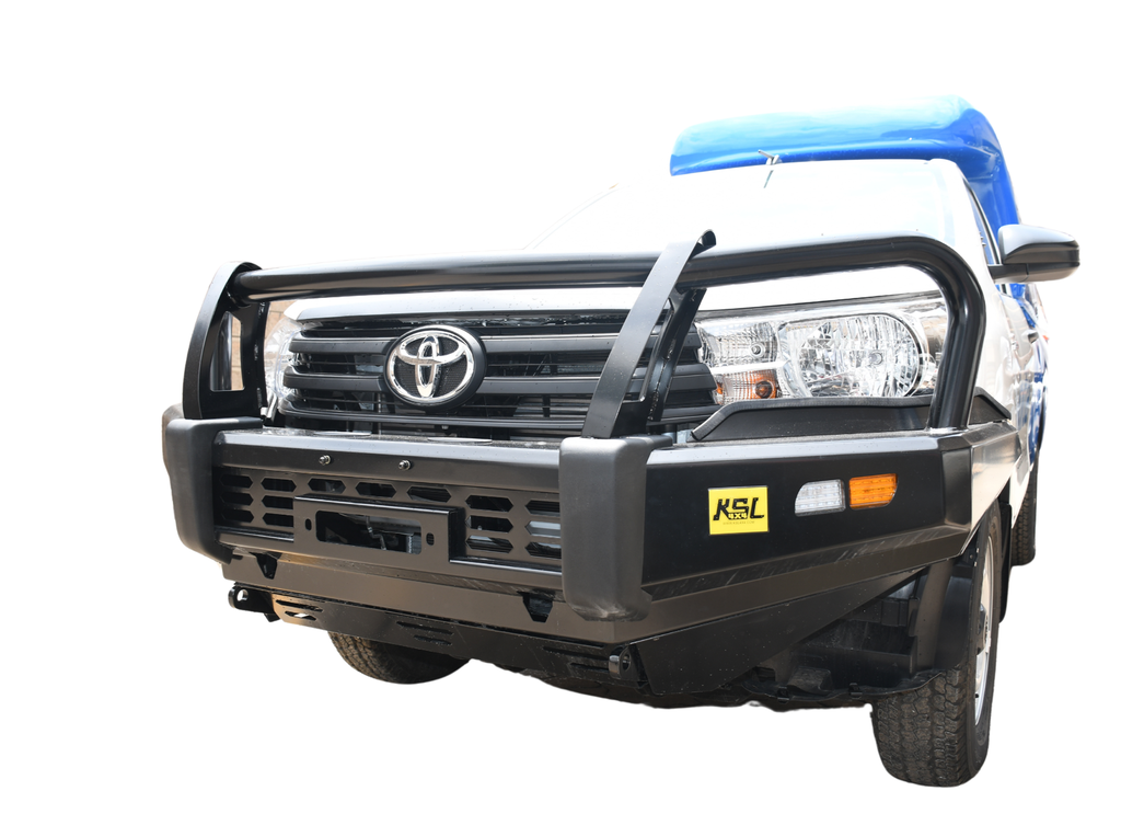 Winbo KSL Bull Bar C/W In-Built Fog Lamps & Indicators Lights For Toyota Hilux Vigo 2012+ Sandy Black