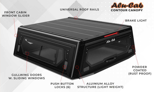 [C2-D-FR12-B-W] Alucab Contour Canopy - Ford Ranger T6 - DC - Black -