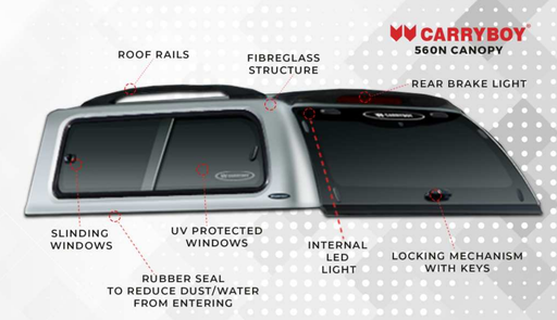 [560N-CMND] Carryboy 560N Canopy For Mitsubishi Triton 2016+