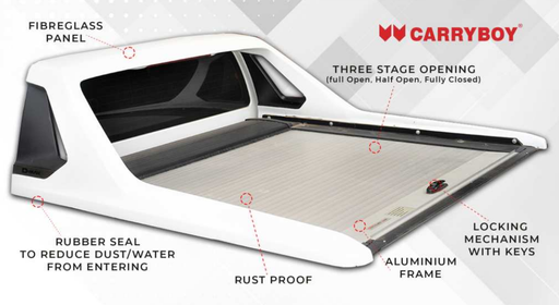 [CB-799T-2T-CTRD] Carryboy R-Series Roller Lid C/W Rollbar for Toyota Hilux Revo D/C A-Deck