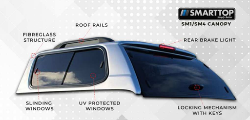 [SM-SM4-SSLD-VIGO] Smart Canopy With Side Sliding Windows For Toyota Hilux Vigo Double Cabin Pick-Up