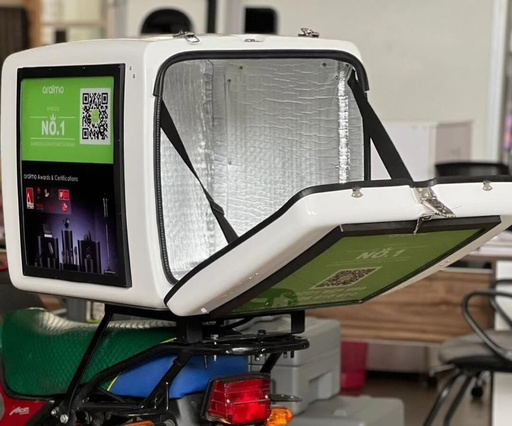 [SR-FRP03 RED-LARGE] FRP LED Motorcycle Food Delivery Box (655x590x555mm)